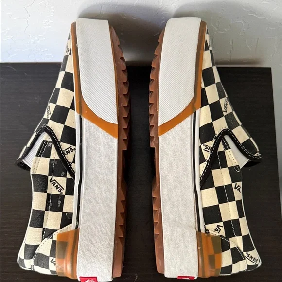 Vans Women's Stacked Checkerboard Slip-On Shoes - Black and White - Size 8.5 - Picture 8 of 11